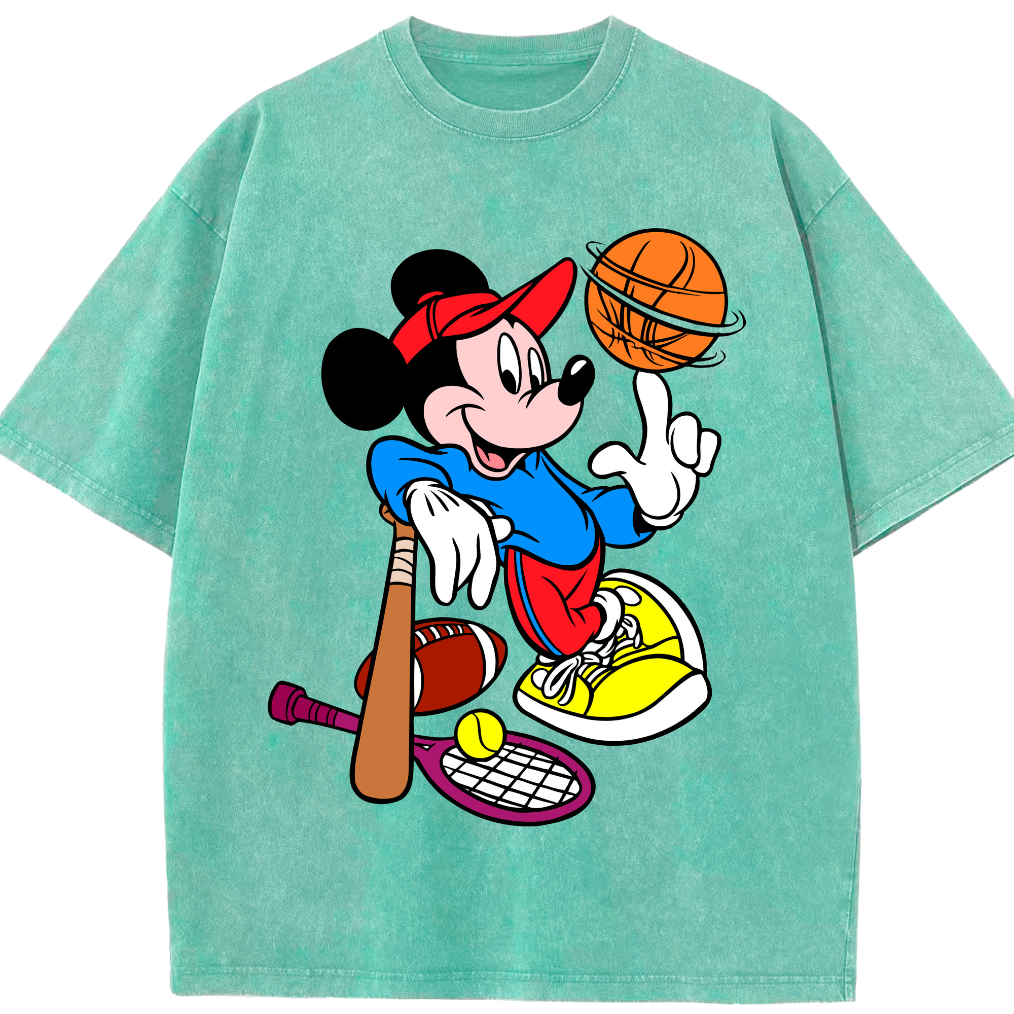（画像用） ミッキーマウス Mickey Mouse 綿100% ヴィンテージ風 半袖Tシャツ（フロントプリント）